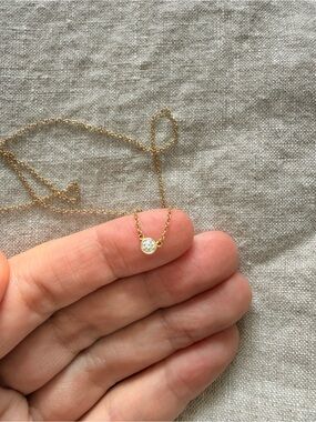 Tiffany & Co. x Elsa Peretti Gold Necklace with 0.5 Diamond Pendant